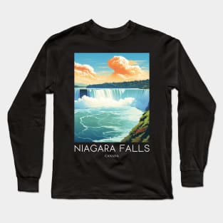 A Pop Art Travel Print of the Niagara Falls - Canada Long Sleeve T-Shirt